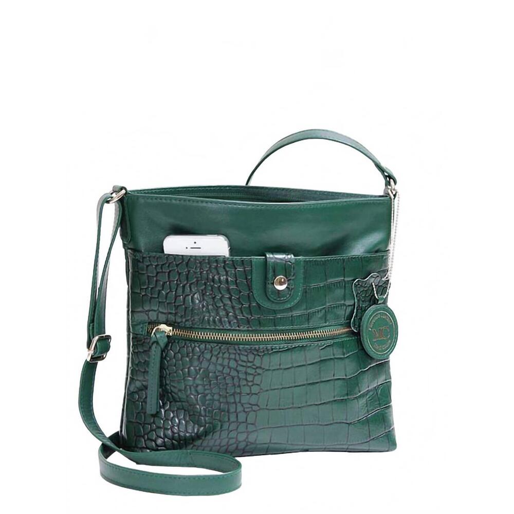 NEW MC HANDBAGS kymberlee genuine leather crossbody bag in emerald